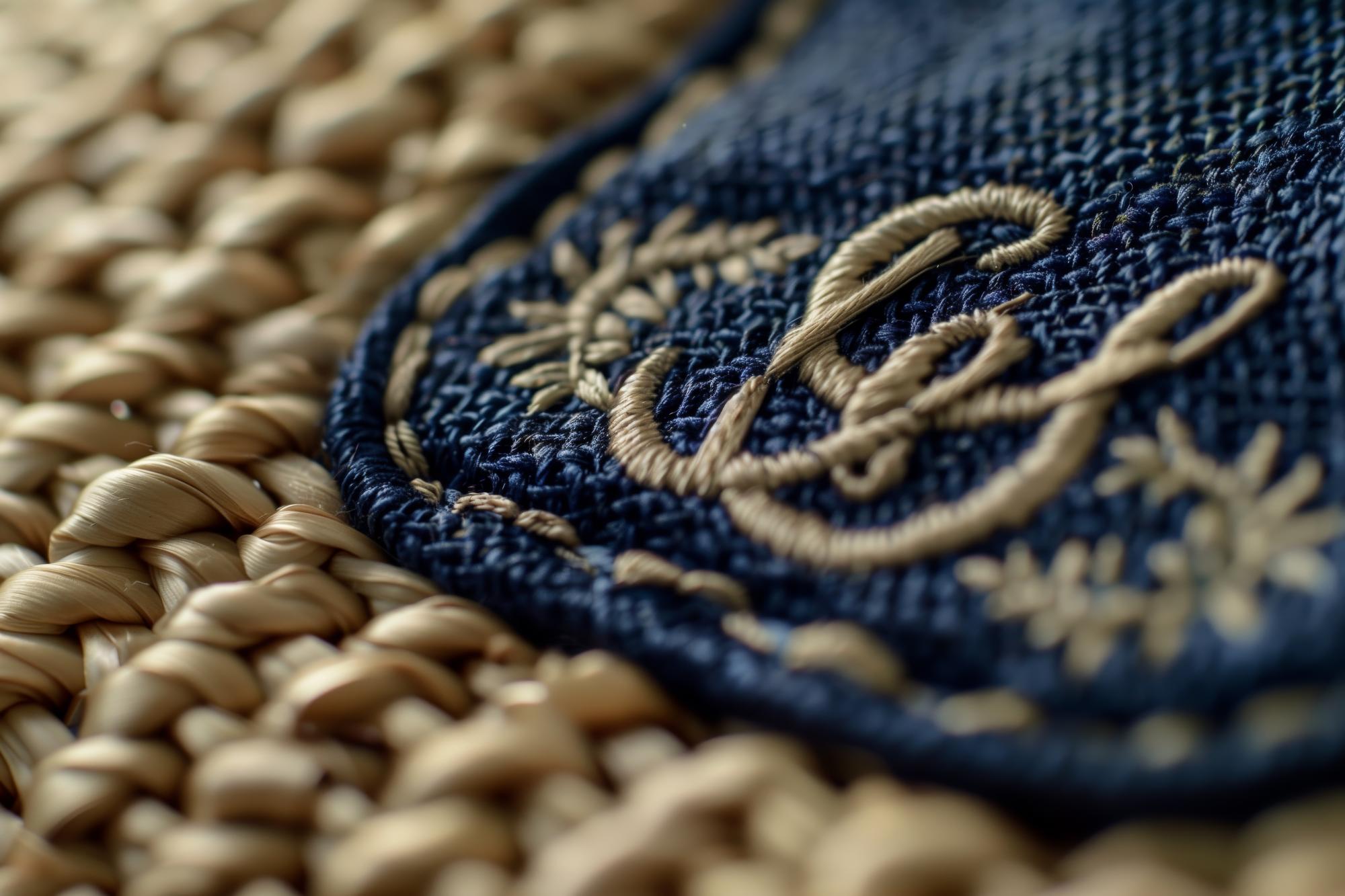 detail of satin stitch on wool